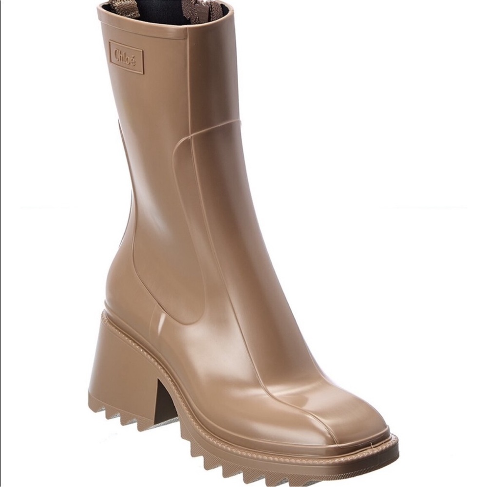 Chloe Betty PVC Rain Boots- Dark Greige EU 38